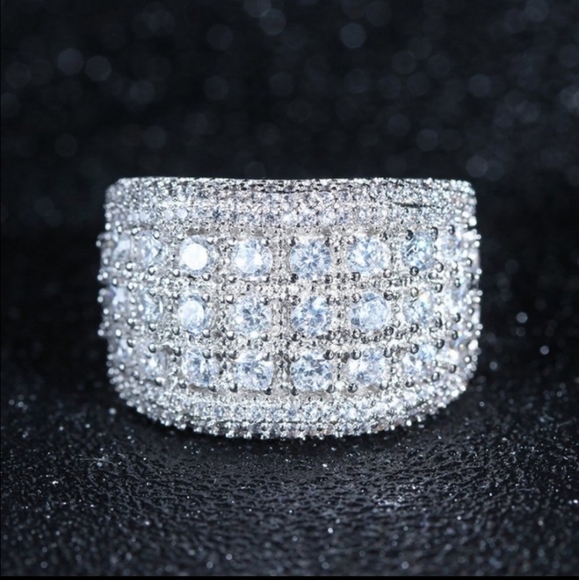 NEW Luxury 925 Silver Diamond Wedding Band NEW - Picture 4 of 7